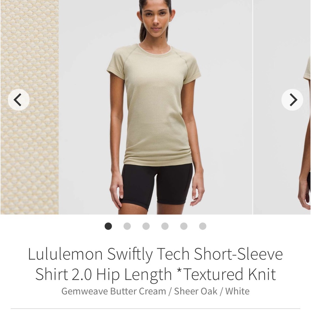 NWT Lululemon Swiftly 2.0 SS Textured Gemweave Butter Cream Sheer Oak Sz 6